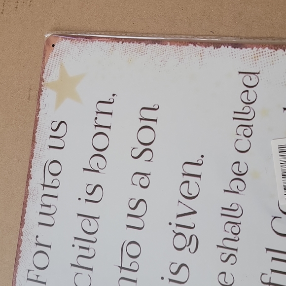 💜For Unto Us A Child is Born Isaiah:9 6 Bible Verse Vintage Metal Poster Wall - Picture 3 of 4